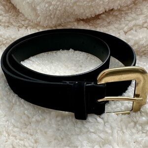 Sophisticated Black Belt with Gold Buckle